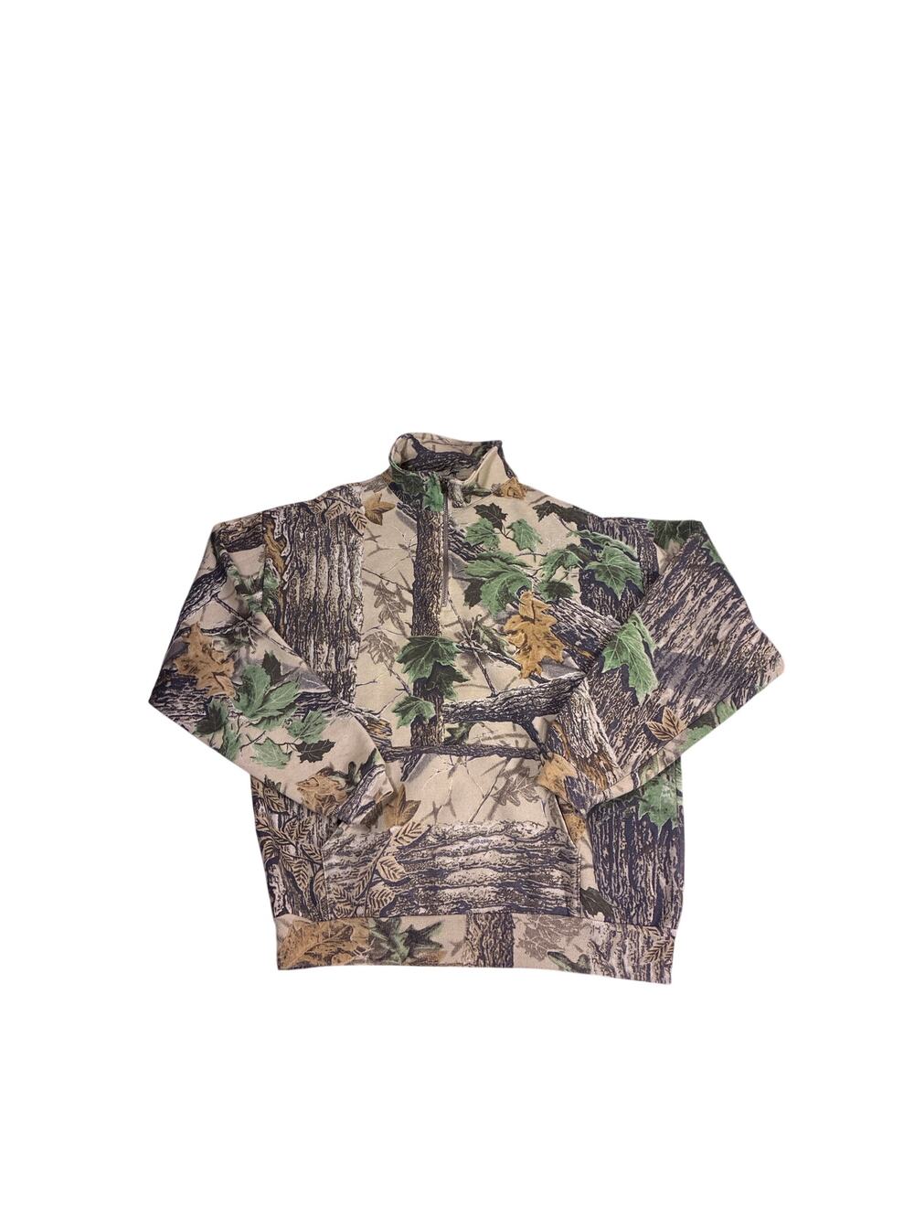 Vintage Jerzees Outdoors Camo Quarter Zip Mens XL Hunting Fishing Pullover